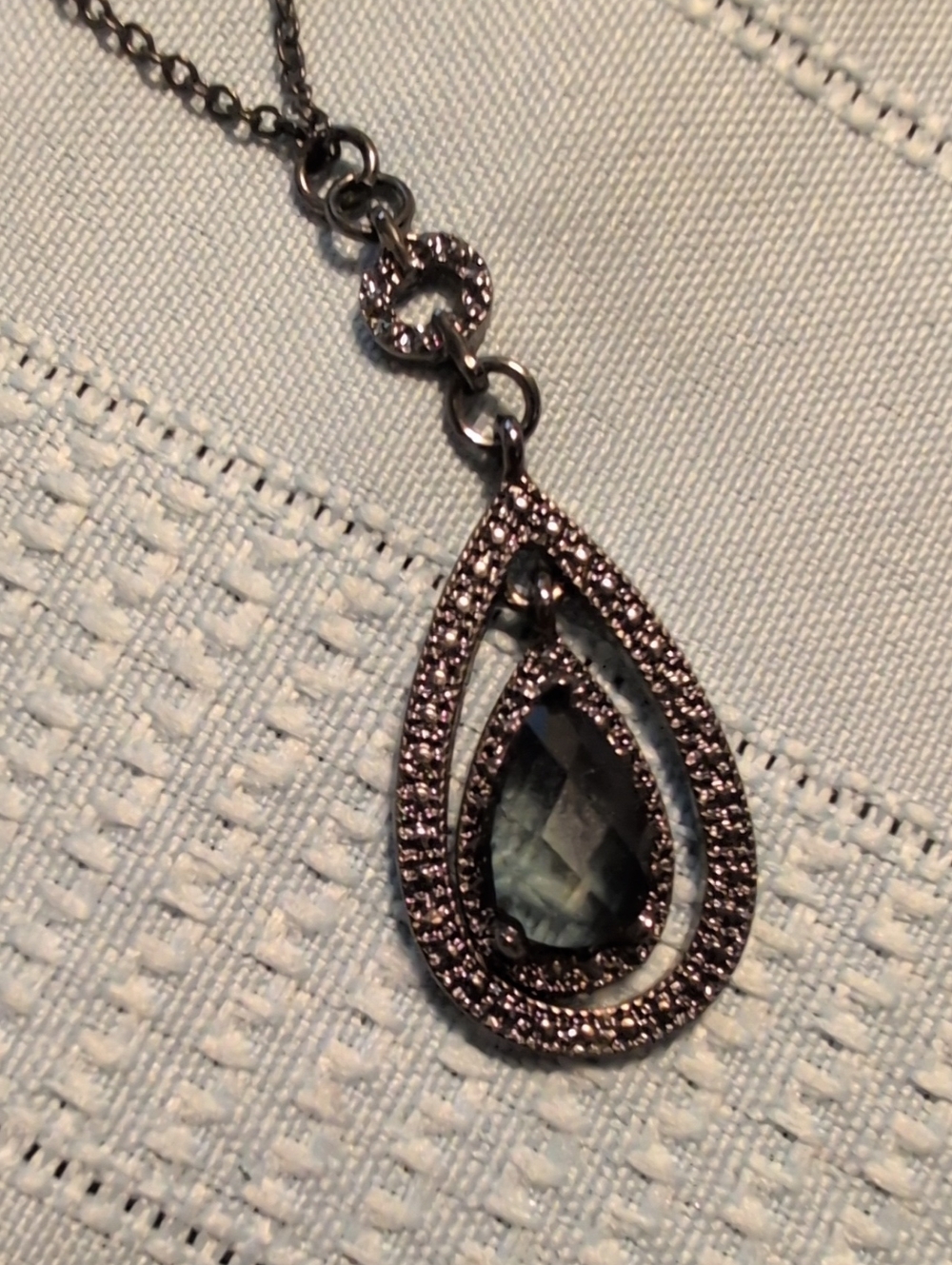Elegant Teardrop Smoky Stone  Pendant Necklace